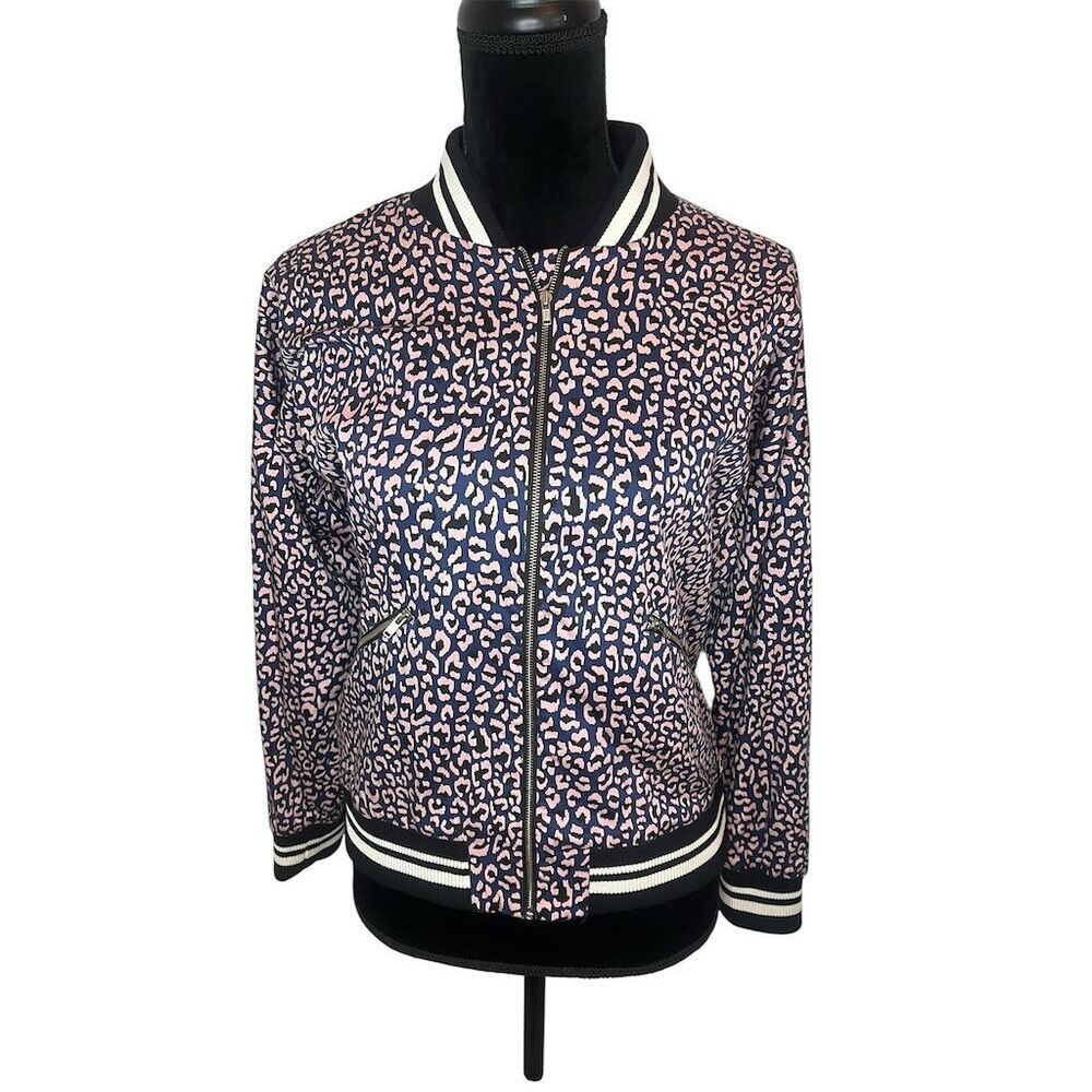 Saks Fifth Avenue Women's Animal Cheetah‎ Print Bomber Jacket Womens Size Medium